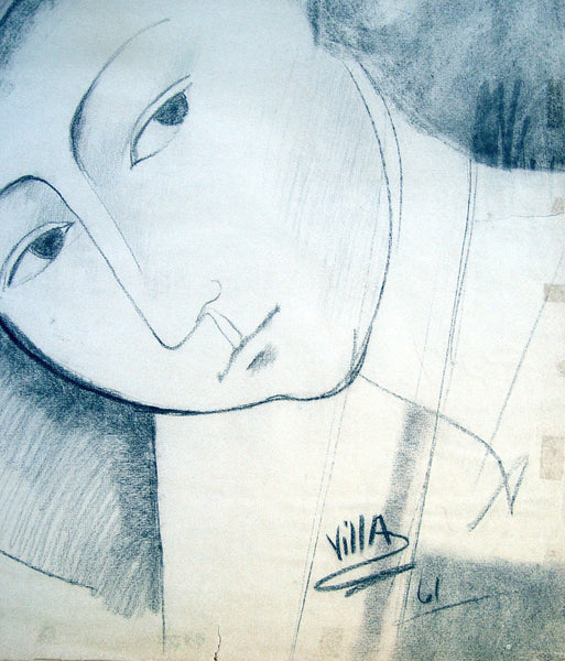 Modernist Portrait Sketch By Villa 1961