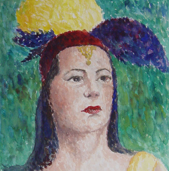 Vintage Woman With Hat Watercolor