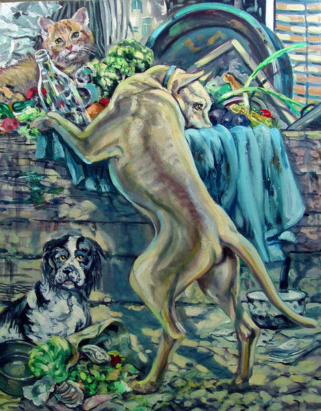 Dogs & Cat By Simon Michael Oil Painting
