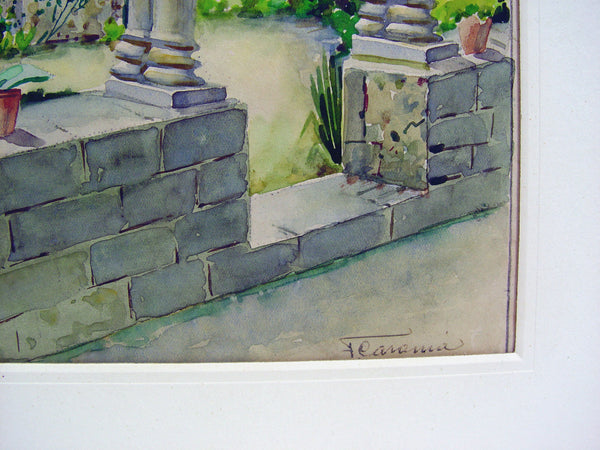 Courtyard Garden Watercolor - Artifax antiques & design