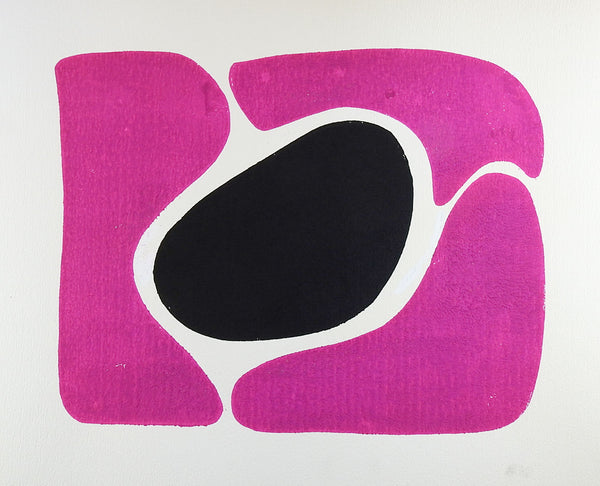 Black & Pink Abstract Shapes Block Print