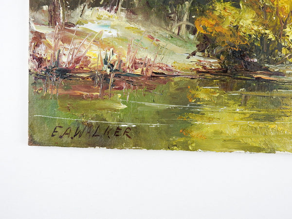 Impressionist Pond & Trees Landscape Painting