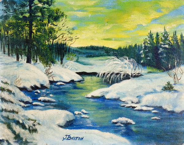 Snowy Forest Winter Landscape Painting