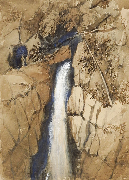 Waterfall Yorkshire England Gouache Painting