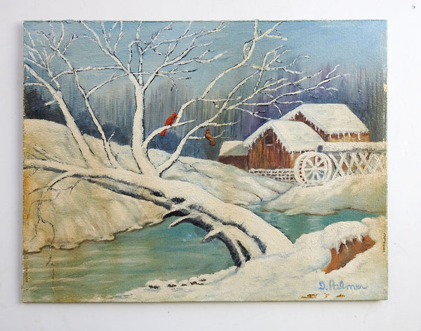 Winter Waterwheel Painting