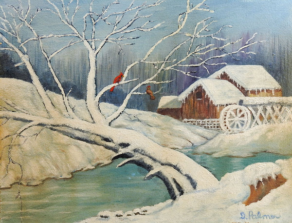 Winter Waterwheel Painting