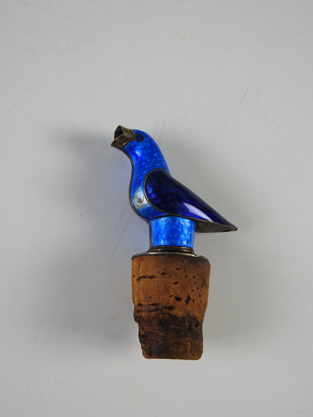 Mid Century Modern Silver & Enameled Bird Bottle Pourer