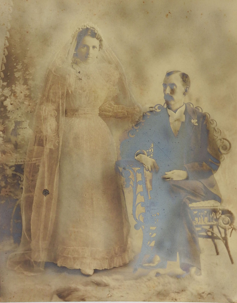 Large Antique Victorian Wedding Portrait Photograph