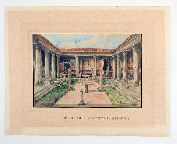 Villa of Pompeii Watercolor Painting