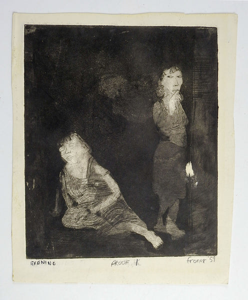 Evening Etching  of Two women