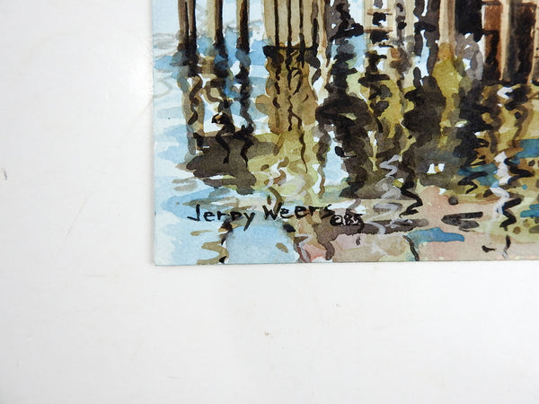 Jerry Weers Marina Boat Dock Watercolor Painting