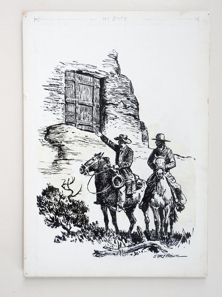 Eugene Shortridge Cowboy Pen & Ink Western Drawing