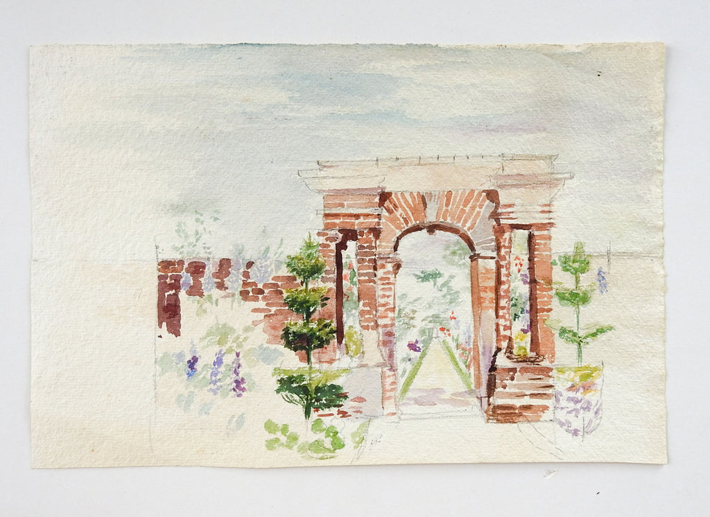 Garden & Arch Watercolor Painting