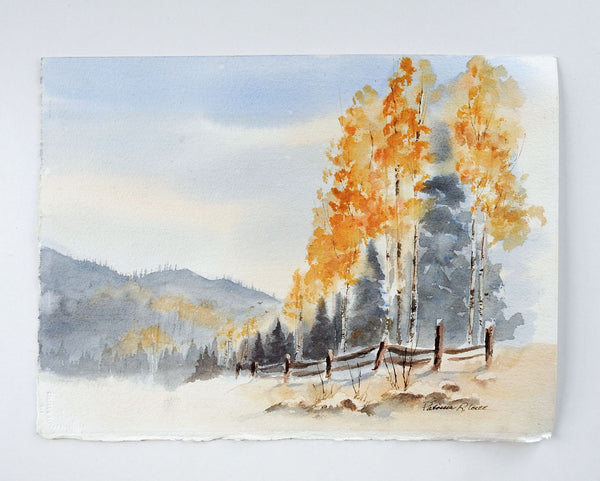 Mountain Aspens Watercolor Painting