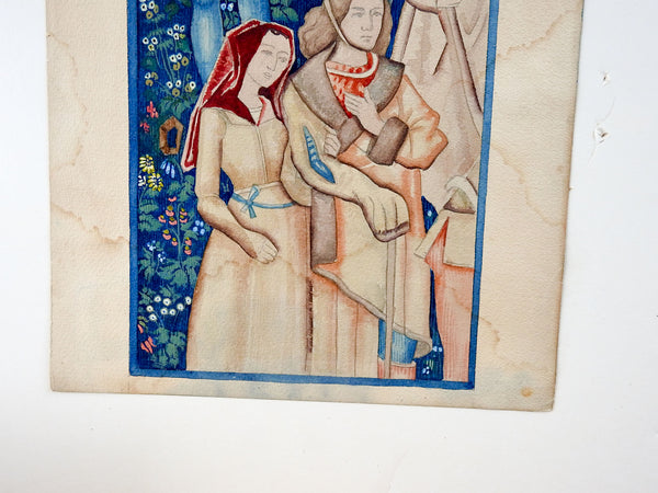 Watercolor Rendering of Medieval Tapestry