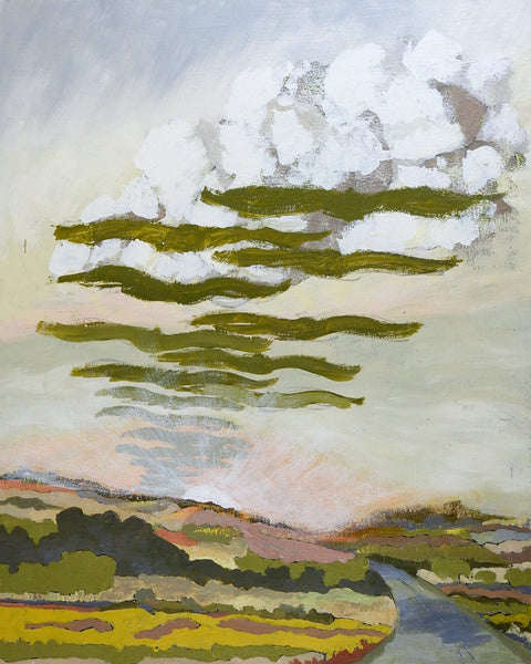 Expressionist Clouds & Road Landscape Painting