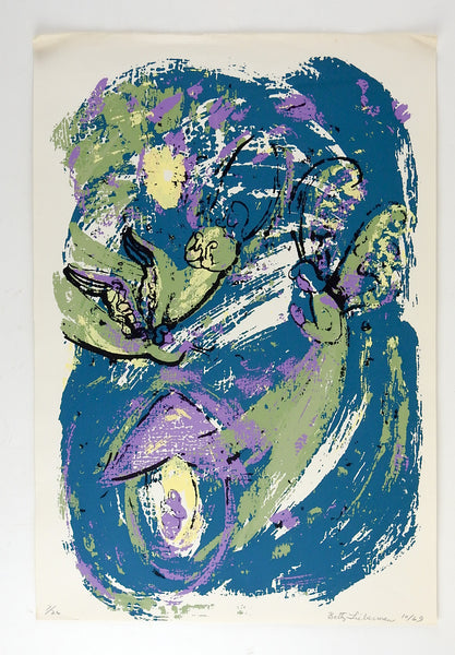 Abstract Angels Teal, Green & Purple Serigraph