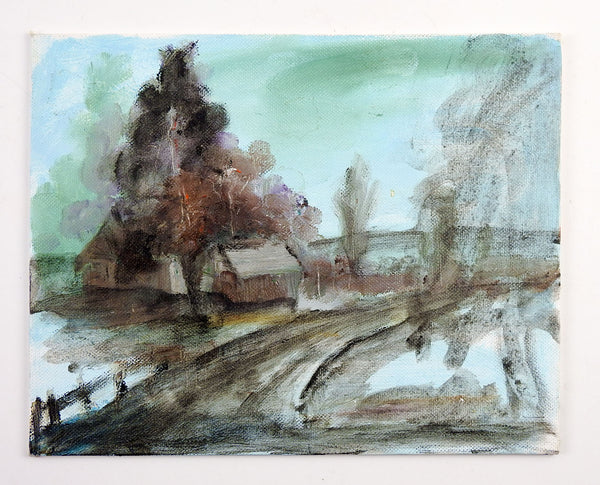 Tonalist Rustic Farm Scene Painting