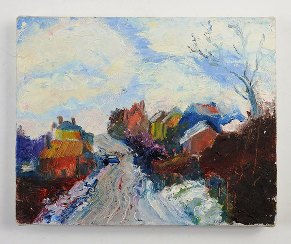 Impressionist Village Scene Painting
