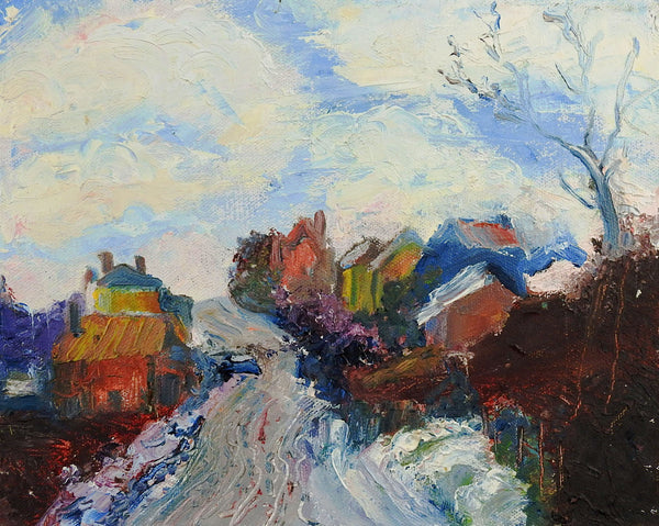 Impressionist Village Scene Painting