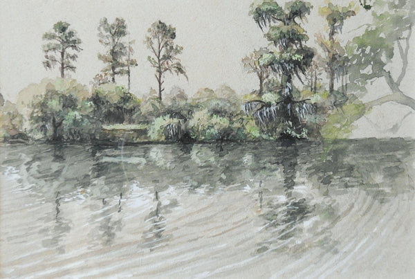 Small River & Trees Watercolor Study Painting