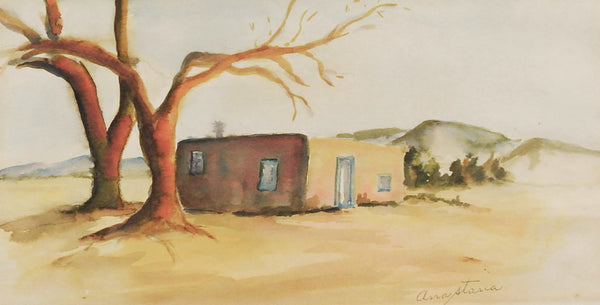 Adobe Desert Study by Anastasia Salt Watercolor Painting