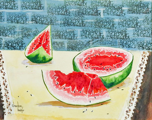 Watermelon Still Life Watercolor Painting