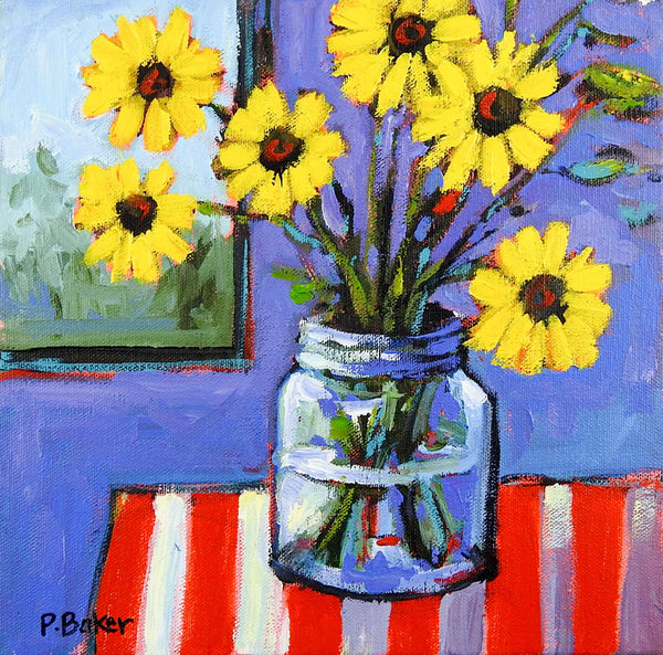 Yellow Daisies Stll Life Painting by Patty Baker