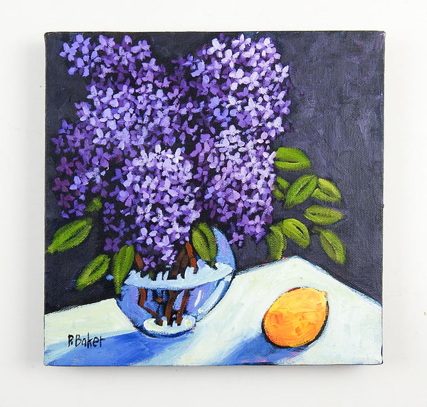 Lilacs & Lemon Still Life Painting by Patty Baker