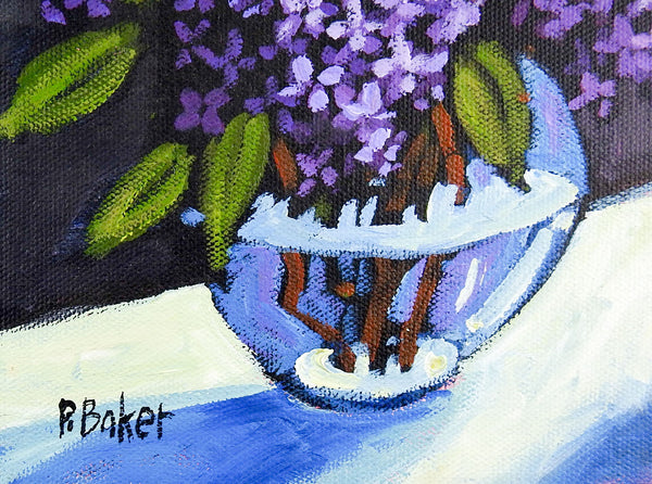 Lilacs & Lemon Still Life Painting by Patty Baker