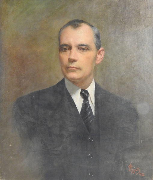 Portrait by Edmondo Pizzella, 1935 Oil Painting