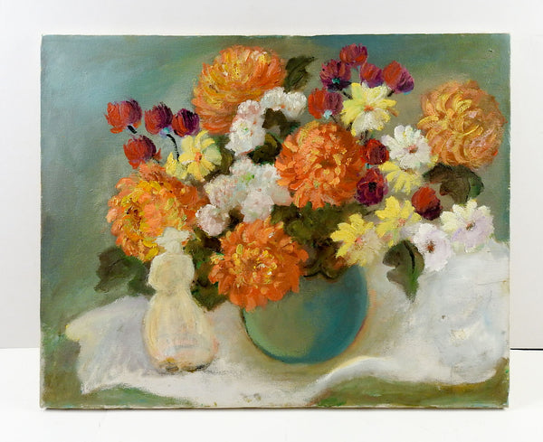 Floral Still Life With Blue Vase Painting