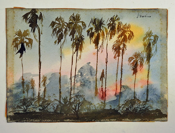 Palm Trees at Sunset Painting