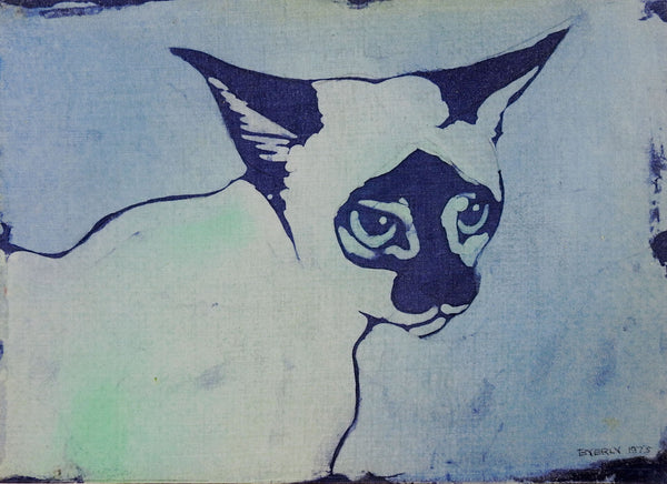 Siamese Cat Blue Batik Portrait