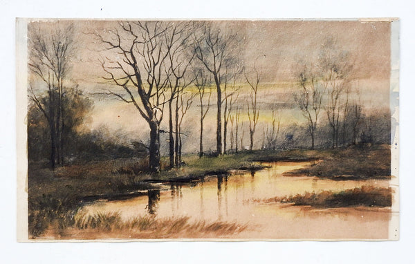 Riverside Evening Watercolor Painting