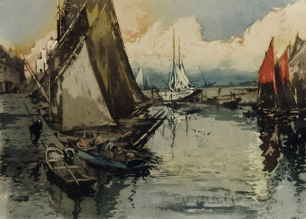 French Harbor of Concarneau Lithograph