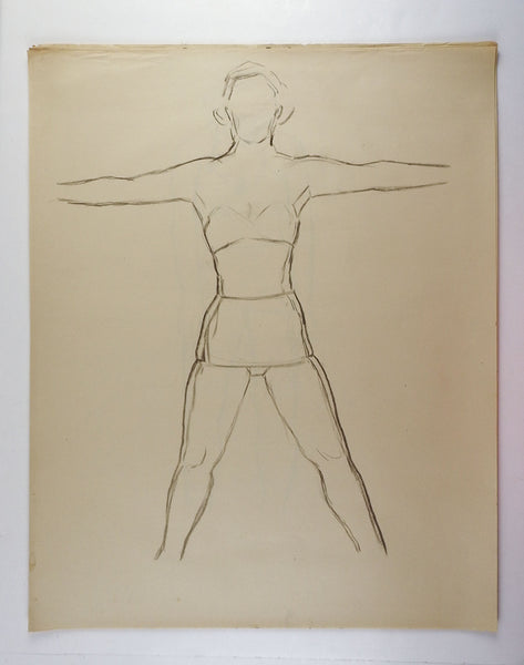 Line Drawing Figure Study 1950's