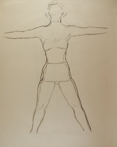 Line Drawing Figure Study 1950's