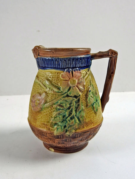 Antique Majolica Creamer with Roses