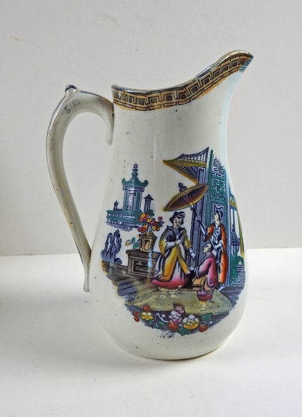 Chinoiserie English Ironstone Antique  Pitcher