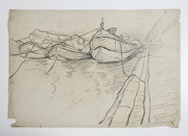 Harbor Pencil Study Drawing By George Baer
