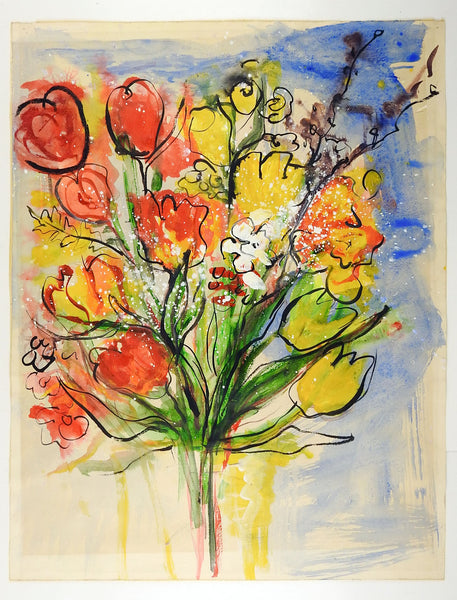 Abstract Floral Watercolor Still Life Painting