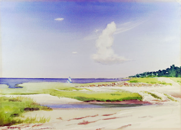 Rock Beach, Cape Cod Watercolor Painting