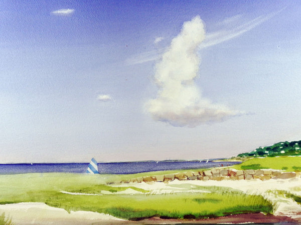 Rock Beach, Cape Cod Watercolor Painting