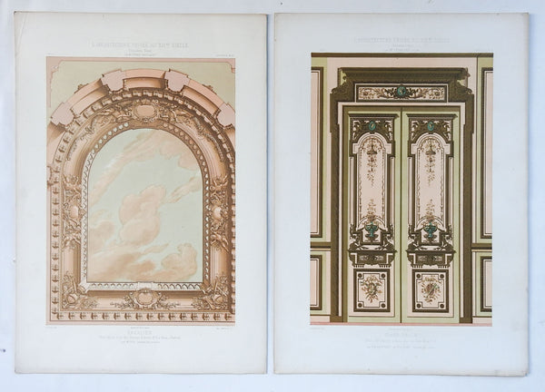 1870's Cesar Daly French Architectural Ornament Lithographs - A Pair
