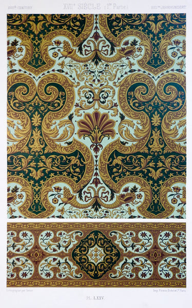 Pr. 1880's French Firmin Didot Rococo Ornament Chromolithograph
