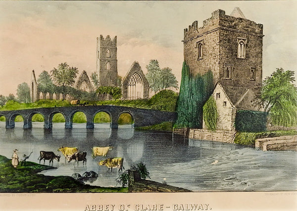 Currier & Ives Abbey Clare Galway Lithograph