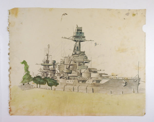 1940's Battleship Drawing