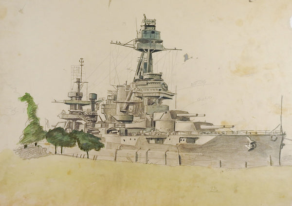 1940's Battleship Drawing