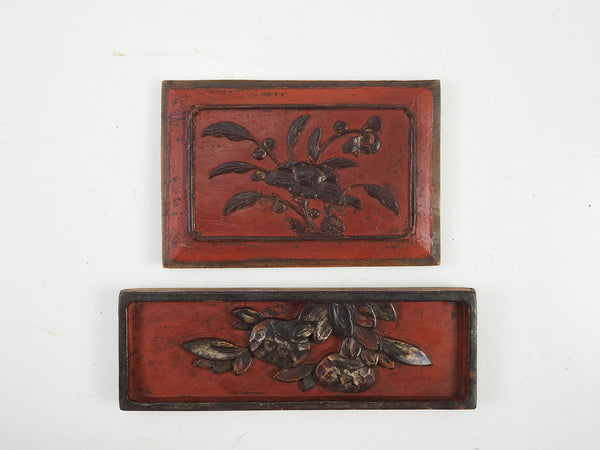Carved Chinese Antique Panels Group of 2 Wall Plaques
